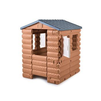 Casa Cabaña De Juguete Inspirada En La Naturaleza Y Con Aspecto De Madera, Con Ventanas Y Puerta Abatibles.