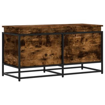 Caja De Almacenaje Con Tapa Madera Roble Ahumado 100x40x51,5 Cm Vidaxl