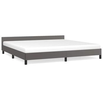 Estructura De Cama Con Cabecero Sin Colchón Gris 200x200 Cm Vidaxl
