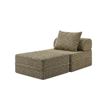 Sofá Modular 1 Lugar + Puff Convertible Tweed Verde Oliva