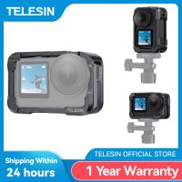 carcasa protectora de aleacion de aluminio telesin tipo jaula para dji osmo action 6 accesorios adaptador doble de zapata fria cubierta metalica