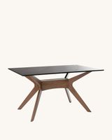 mesa 160 tapa de porcelanico negro y patas nogal