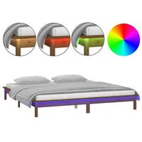 estructura de cama con led madera maciza marron miel 140x200 cm vidaxl