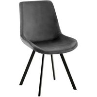 silla de comedor lewes de terciopelo gris oscuro 59x53x89 cm clp