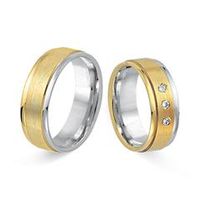 alianzas 18 quilates oro amarillo-blanco 3 diamantes