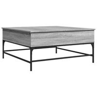 mesa de centro madera ingenieria metal gris sonoma 95x95x45 cm