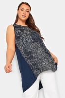 yours top azul marino sin mangas con estampados mujer curvy y tallas grandes yours