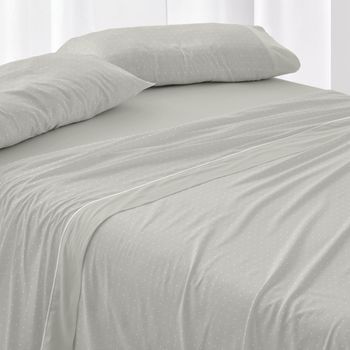 Juego De Sábanas Burrito Blanco Cama De 180 Cm Franela Topitos Color Laurel