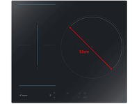 placa induccion - candy ctp634c 3 zonas 2 zonas flex zona grande 32 cm float glass 60 cmnegro