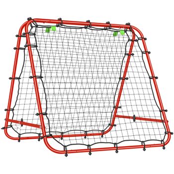 HOMCOM Red de Rebote Plegable con Ángulo Ajustable para Entrenamiento de Fútbol Béisbol y Tenis 100x95x90 cm Rojo