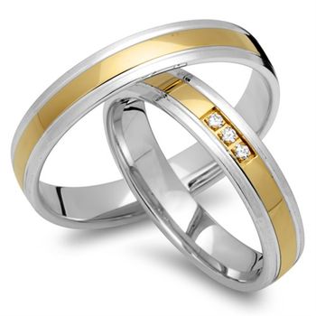 Alianzas 8 quilates oro amarillo-blanco 3 diamantes