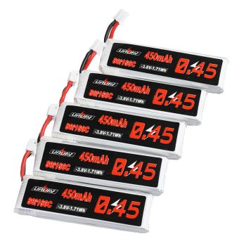Batería LiPo URUAV 3.8V 450mAh 80C/160С 1S de 5 piezas con conector PH2.0 para Happymodel Crux3 EMAX EZ Tinyhawk II de 7