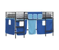 estructura de cama alta para ninos con cortinas negro y azul