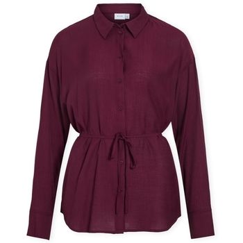 Vila Blusa Hikka Long Shirt - Fig para mujer
