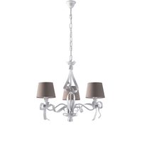 lucy - lampara de arana blanca estilo shabby chic con pantallas gris paloma 3 luces o59 cm