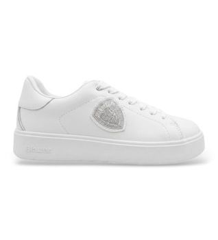 Blauer para mujer. F6VICTORY01 Zapatillas Victory de piel blanco (41), Plano, Cordones, Casual