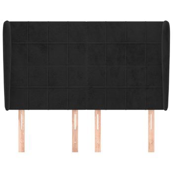 Cabecero Cama Mueble De Dormitorio Con Orejas De Terciopelo 147 X 23 X 118/128 Cm Negro M02_0003992