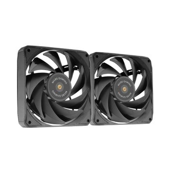 Mars Gaming MF-NCLX2, Kit 2x Ventiladores Ultrasilenciosos 120mm, Diseño Aspas Híbridas, Ventiladores 2en1 con Rodamiento FDB de Cobre Hiperbalanceado, Sistema Conexión PWM, Pads Antivibración,