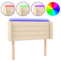 cabecero cama  panel de cabecera con led de tela crema 83x16x7888 cm
