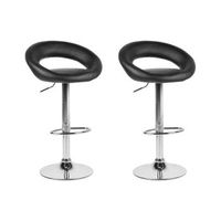 conjunto de 2 taburetes de bar tapizados en piel sintetica negra reposapies giratorio elevador de gas altura ajustable minimalista peoria