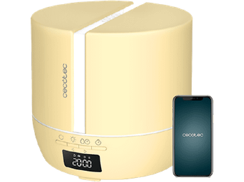 Humidificador - Cecotec PureAroma 550 Connected SunLight, 0.5 l, 30 m², 5 ml/h, Temporizador, Crema