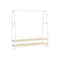 perchero burro recibidor con estantes ganchos en forma de s marco de acero beige natural  blanco mate  138a cm
