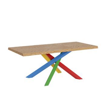Mesa Fija 90x180 Cm Versalux Patas Roble Descortezado 4/b