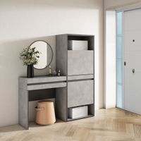 consola entrada efecto madera cemento 130x35x145cm