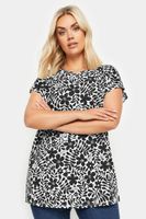 yours camiseta algodon de flores negras con manga sisa mujer curvy y tallas grandes yours