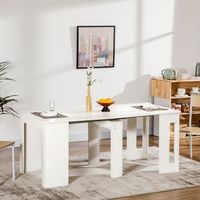 mesa de comedor de melamina de madera acero homcom 180x85x75cm-blanco