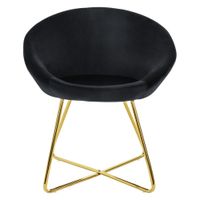 silla de comedor negro aspecto de terciopelo con respaldo redondo