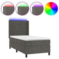 cama individual  cama para adultos  cama box spring colchon y led terciopelo gris oscuro 90x200 cm