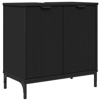 Gabinete De Lavabo Para Baño Negro 60,5 X 33,5 X 61 Cm Vidaxl