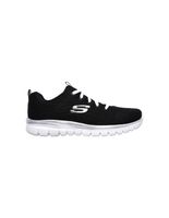 zapatillas skechers graceful-get connect mujer black mesh  white trim