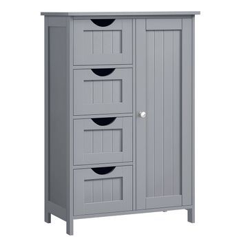 Armario Auxiliar De Baño Con 4 Cajones Mdf Para Baño - Gris Paloma