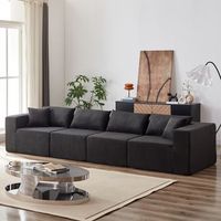 sofa modular - mueble para salon - pana y espuma - negro 264cm