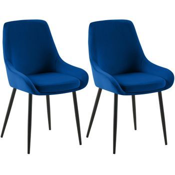 Juego De 2 Sillas De Comedor Elmira Terciopelo Azul Oscuro 53x50x86 Cm Clp