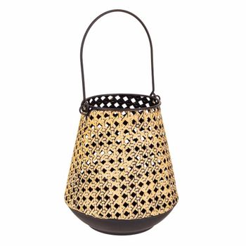Portavelas de metal  dorado 17.5x17.5x19h cm