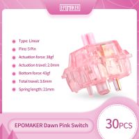 30 piezas epomaker dawn pink 38gf lineal 5 pines juego de interruptor de teclado mecanico con vastago pom para teclado diy para juegos