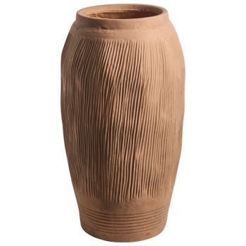 Jarrón Para Flores Para Exterior E Interior De Mezcla De Arcilla Y Fibras Forma Redonda Marrón Claro Trikala