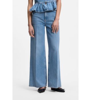 HUGO para mujer. 50563527 Jeans de pernera ancha en denim azul (28/32), Casual, Algodón