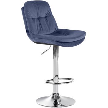Taburete De Bar De Terciopelo Laurel Azul 54x46x94 Cm Clp