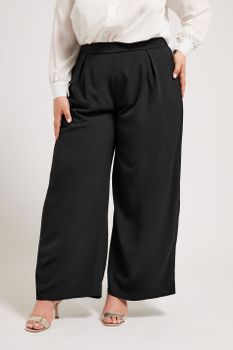 Yours London Pantalones Negros Anchos Crepé, Mujer Curvy Y Tallas Grandes, Yours London