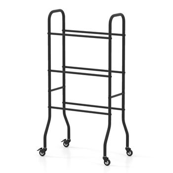 Costway Estantería para Balones de Baloncesto de 3 Niveles Soporte de Almacenaje de Balones para Garaje con 4 Ruedas Universales Marco Negro