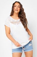 yours top blanco de algodon con canesu de ganchillo mujer curvy y tallas grandes yours