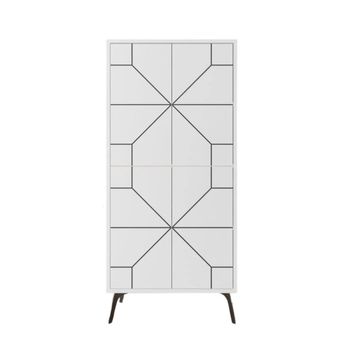 Aparador alto de 4 puertas blancas con decoraciones negras alt136 cm
