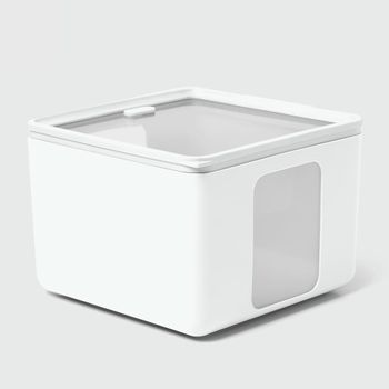 Recipiente cuadrado para alimentos de polipropileno blanco - m
