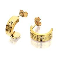 9ct Gold Diamond Cut Half Hoop Earrings - G2523