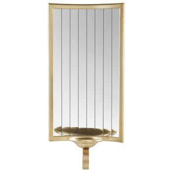 Candelerp De Pared Para 1 Vela Con Espejo Decoración Minimalista Dorado Sobreda