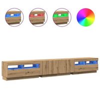 mueble de tv luces led madera roble artisan 260x35x40 cm vidaxl